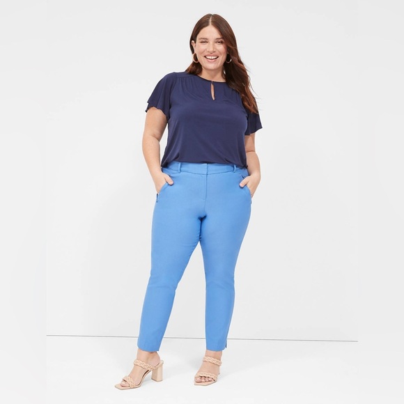 NWT Lane Bryant Flutter Sleeve Keyhole Top, Size 10/12, Marine Blue - Picture 2 of 7